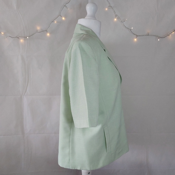 Vintage Lime Green Short Sleeve Single Breasted Blazer Size 18 *Flawed See Pics - Picture 5 of 9